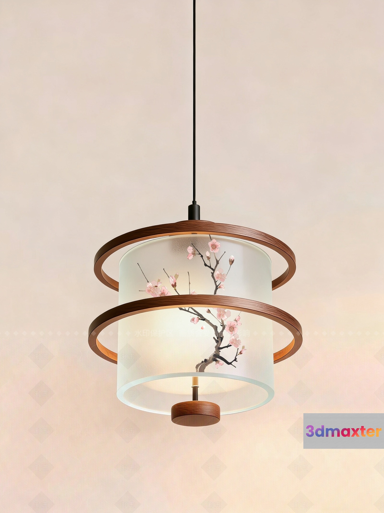 A Hanging Light Fixture With A Cherry Blossom Design 3D Model - 13097 - VRAY Render