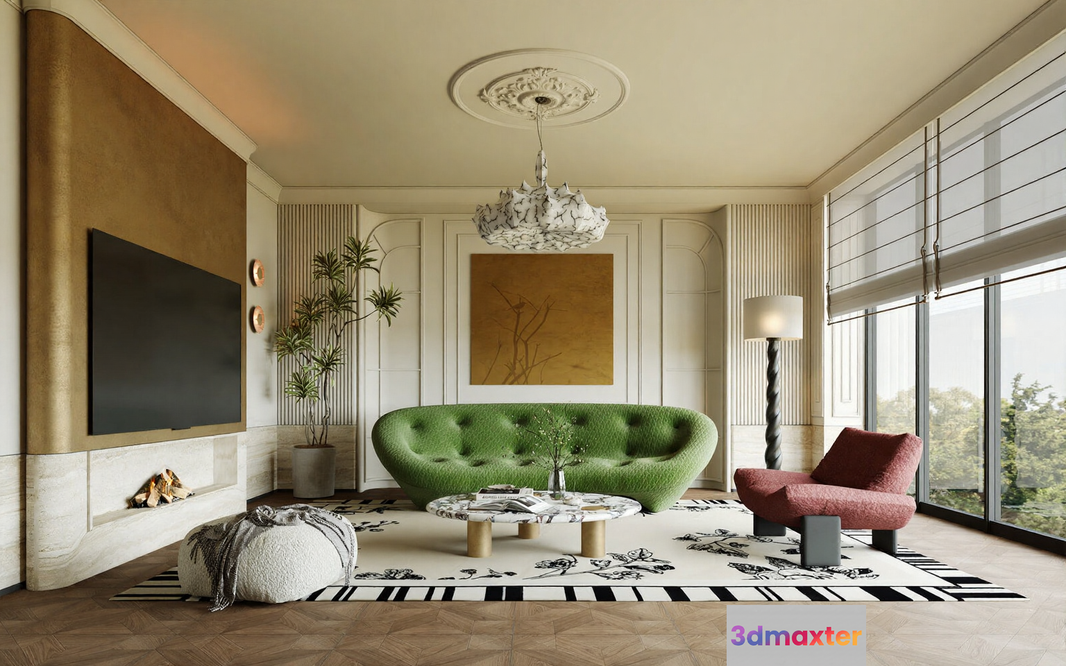 Modern Living Room 3D Model - 7672 - CORONA Render