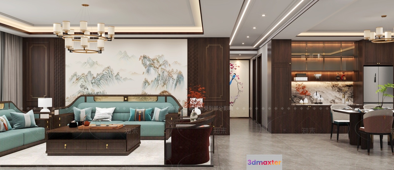 Modern Living Room 3D Model - 9098 - VRAY Render
