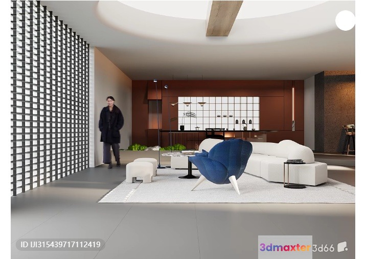 A Man In A Living Room 3D Model - 1279 - VRAY Render