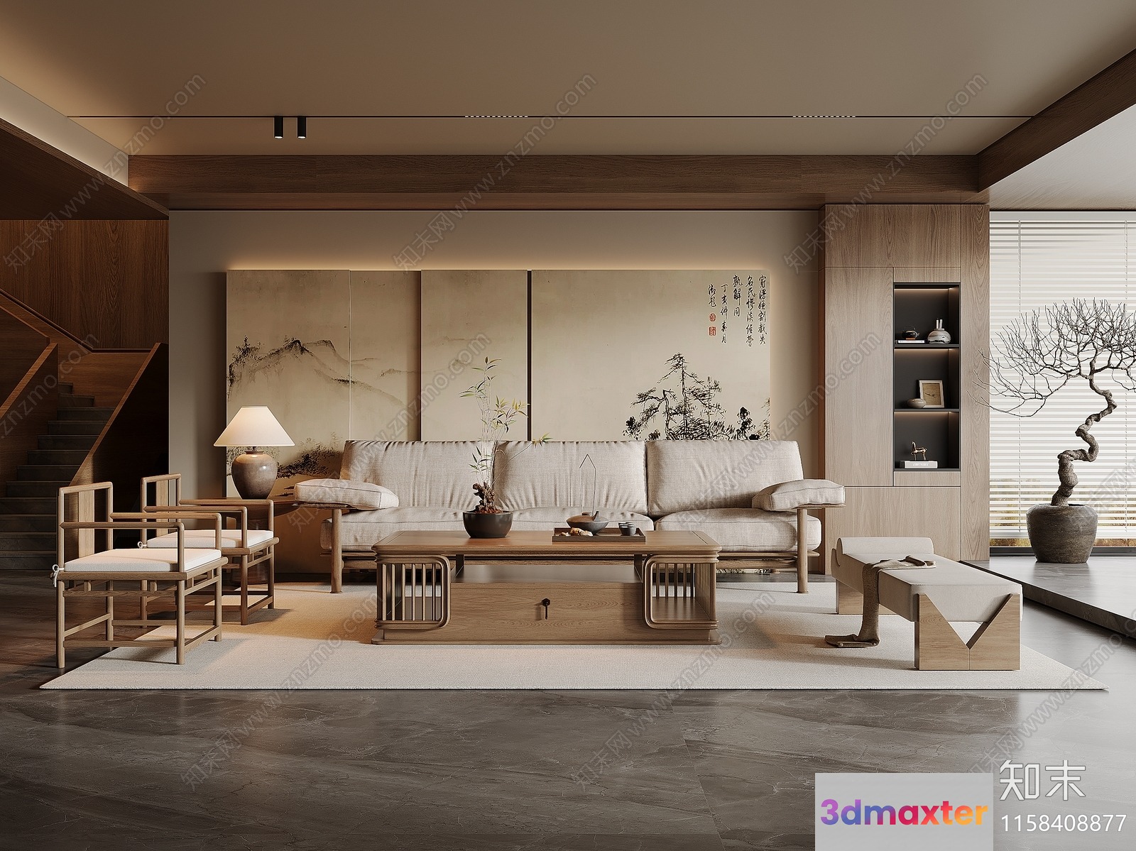Modern Living Room 3D Model - 5457 - VRAY Render