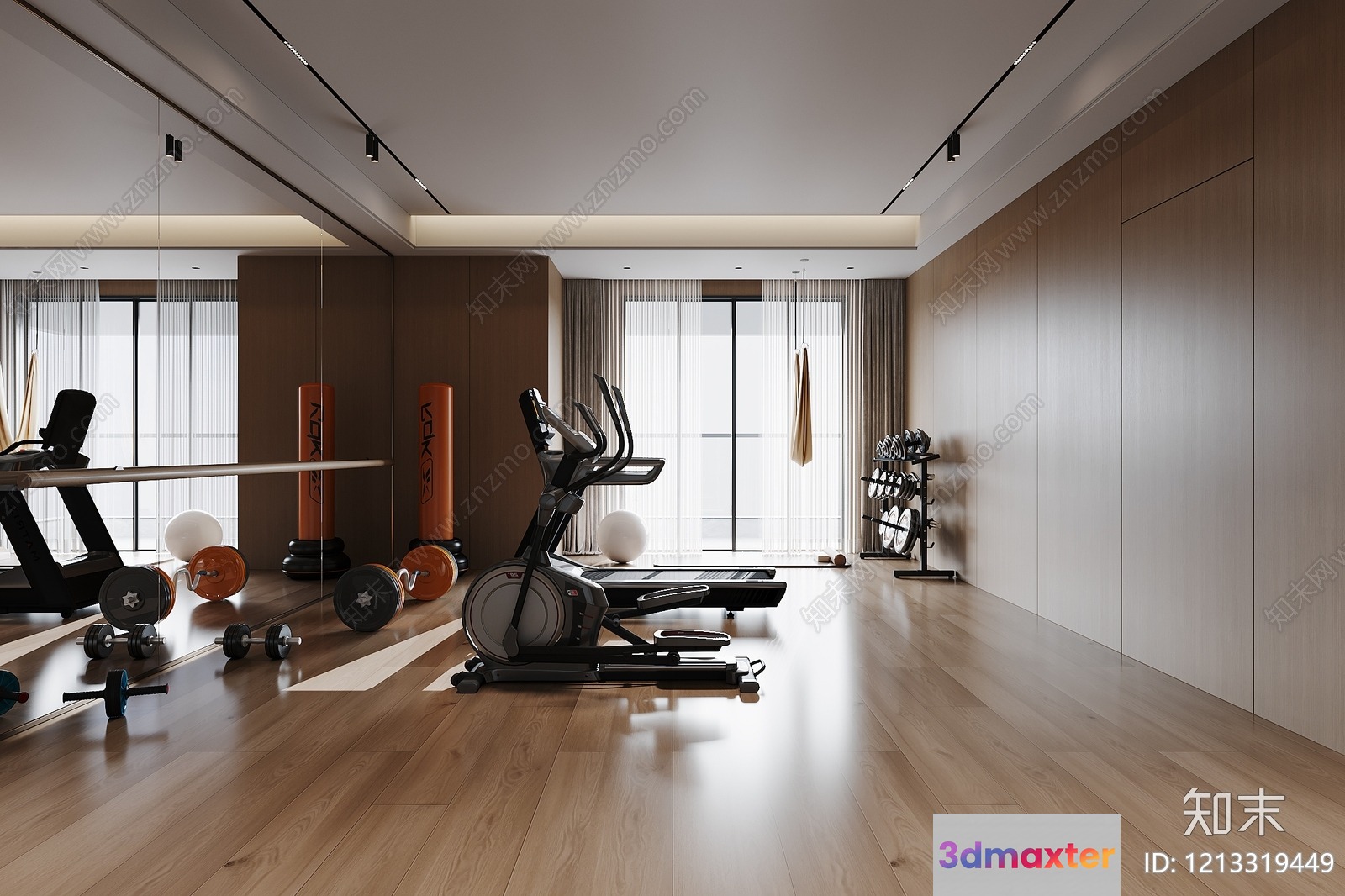 Modern Exercise Room 3D Model - 9657 - VRAY Render