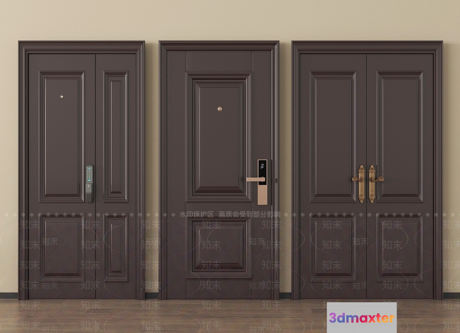 Gray Door Panels 3D Model - 12276 - VRAY Render