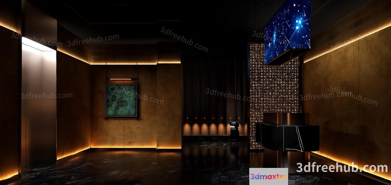 Modern Dark Room 3D Model - 22715 - VRAY Render