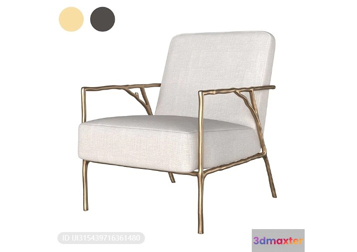 Gold Armchair 3D Model - 537 - VRAY Render