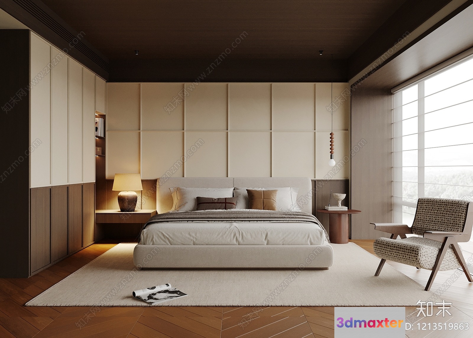 Cozy Modern Bedroom 3D Model - 5953 - VRAY Render