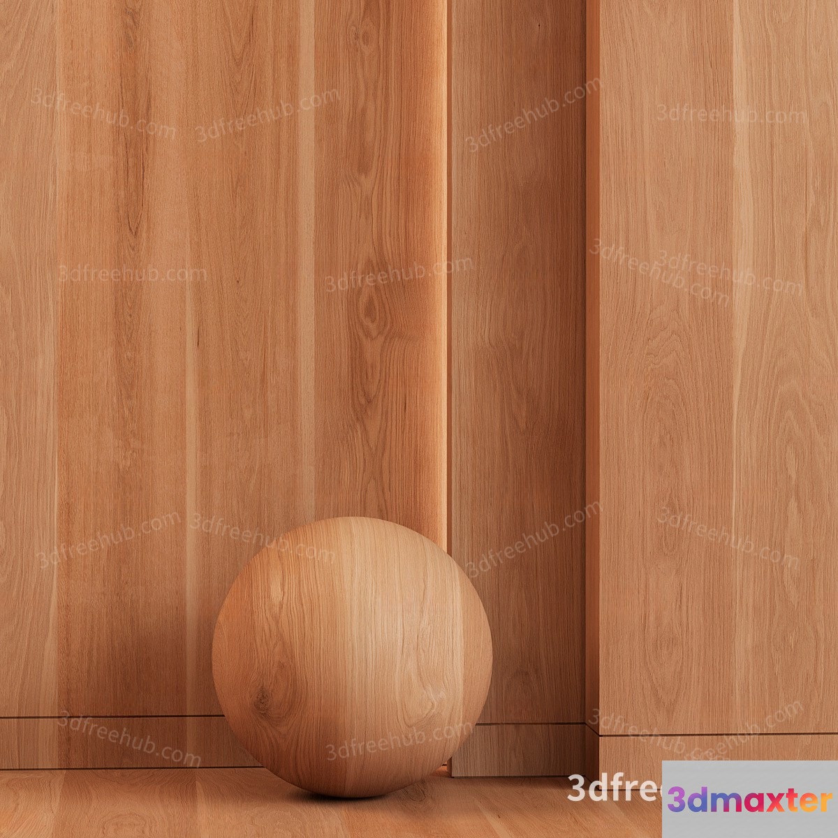 Wooden Sphere On Wooden Floor 3D Model - 22628 - VRAY Render