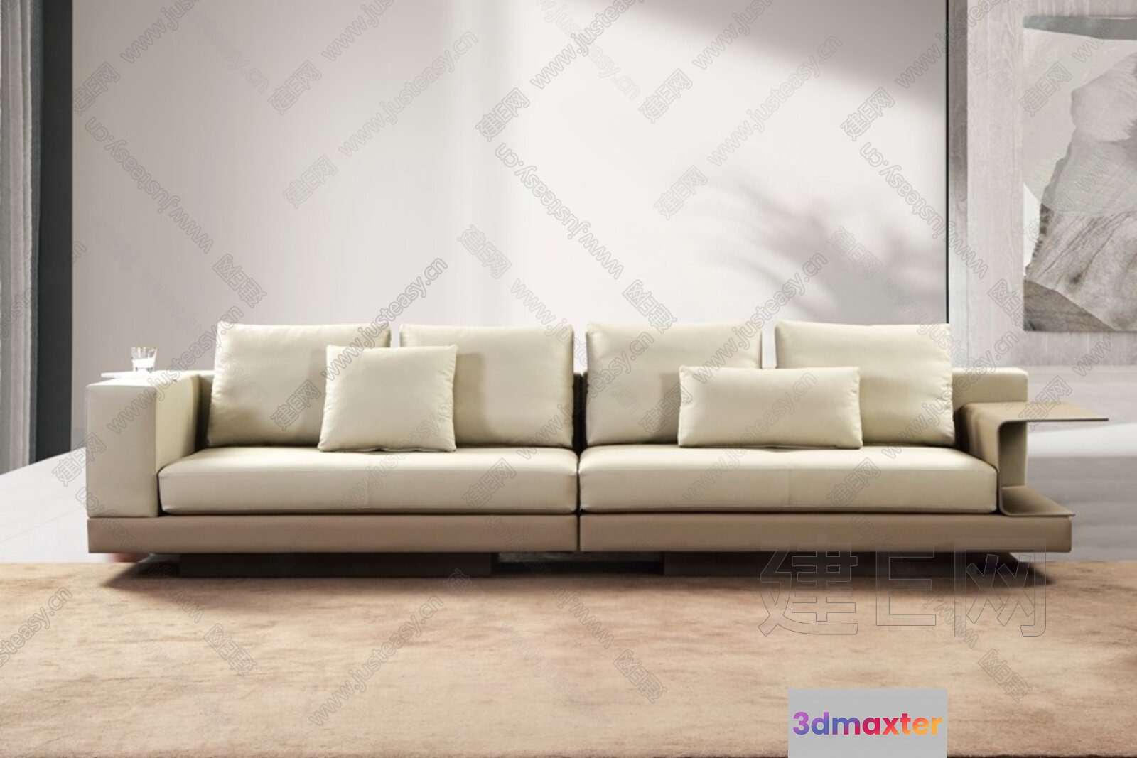 Modern Cream Sofa 3D Model - 4300 - VRAY Render