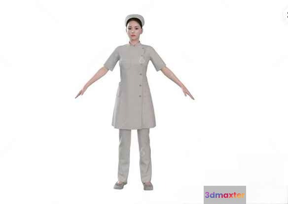 A Woman In A Nurse'S Uniform 3D Model - 13254 - VRAY Render
