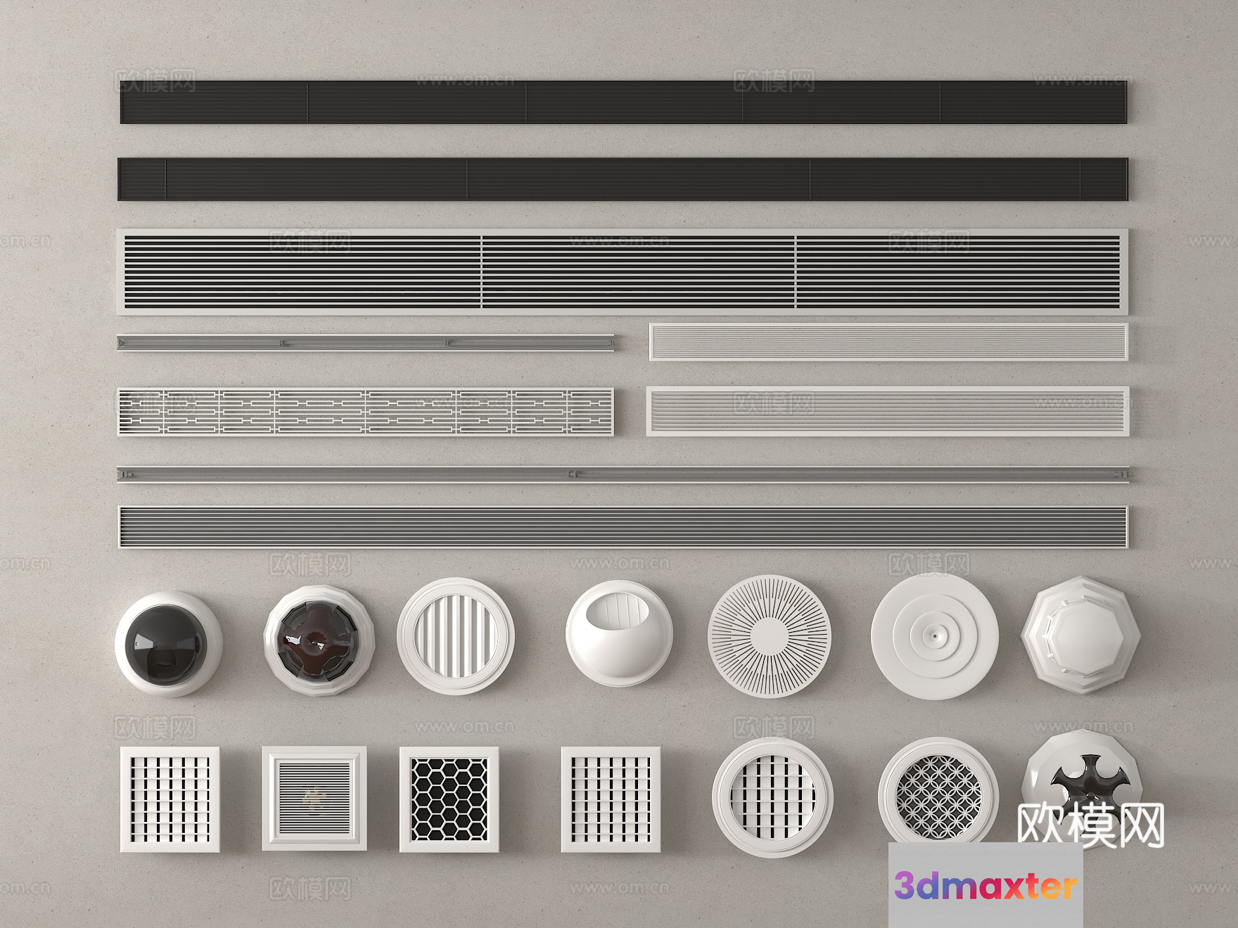Modern Air Vents 3D Model - 16364 - VRAY Render