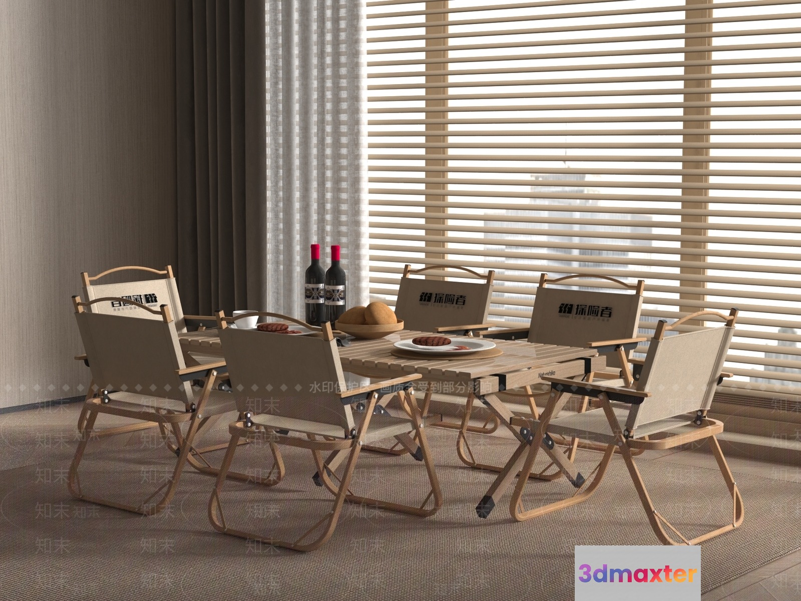 A Dining Room Table And Chairs 3D Model - 20750 - VRAY Render