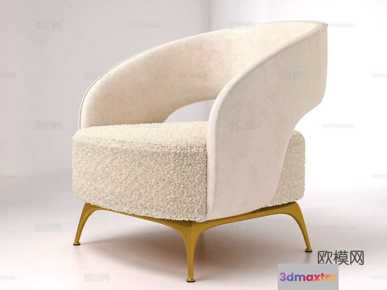 White And Gold Chair 3D Model - 22362 - VRAY Render