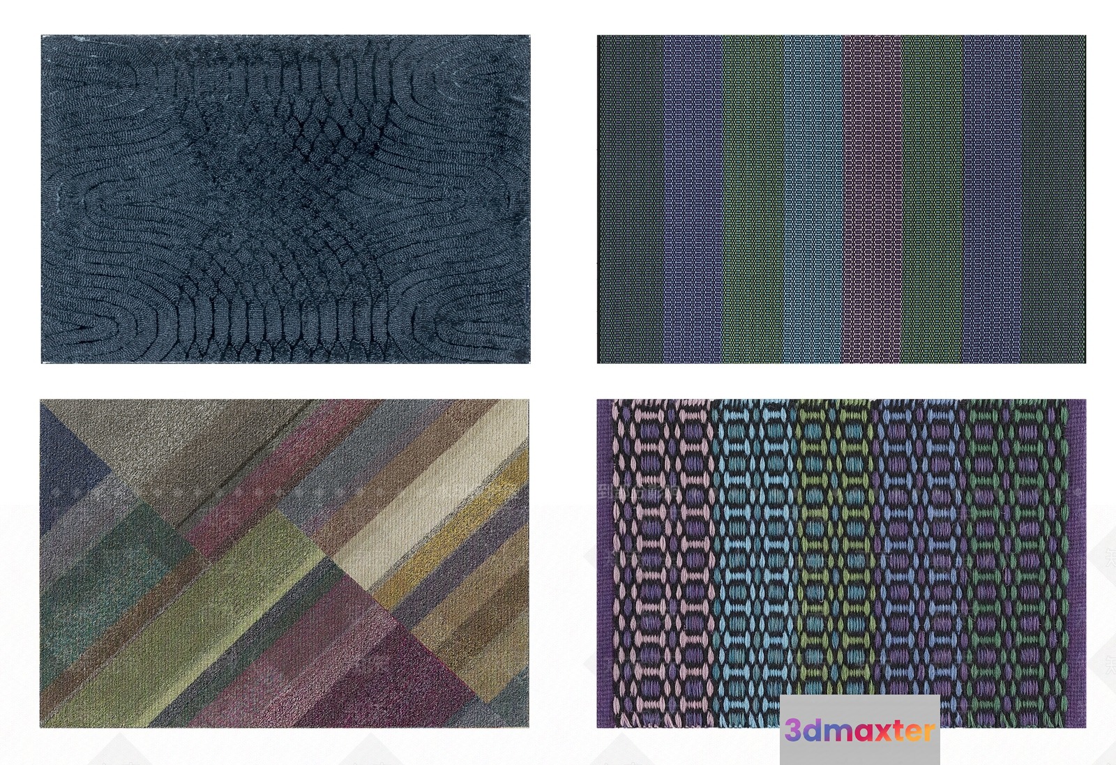 The Main Subject Is A Collection Of Four Rugs Each With A Unique Pattern 3D Model - 4314 - VRAY Render