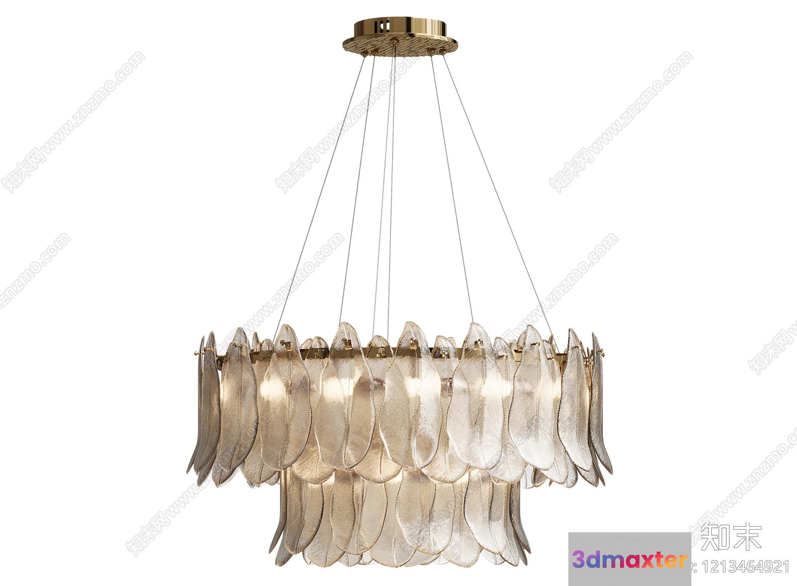 A Gold Chandelier 3D Model - 10623 - VRAY Render