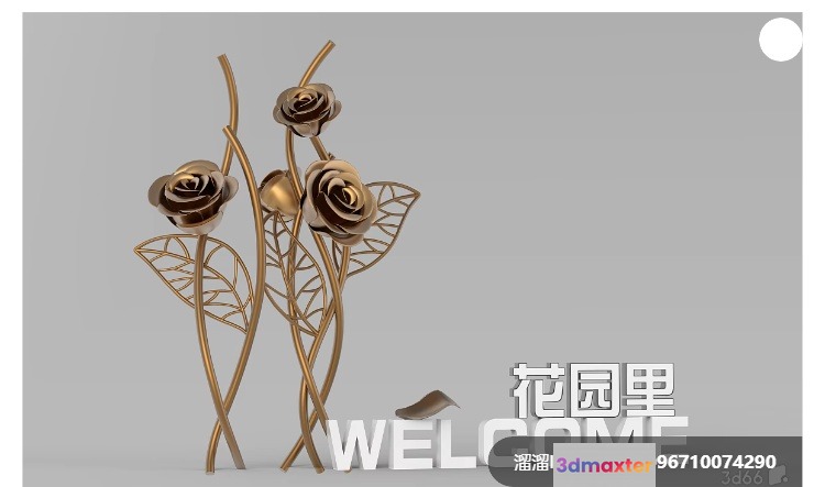 Gold Roses 3D Model - 795 - VRAY Render