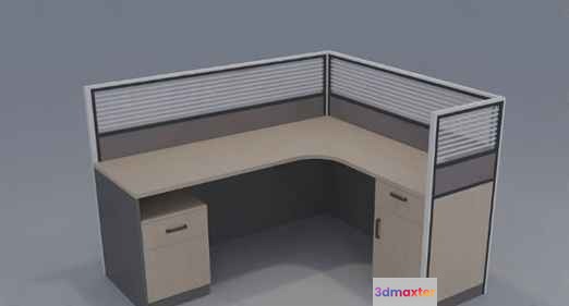 A Cubicle Desk 3D Model - 4739 - VRAY Render