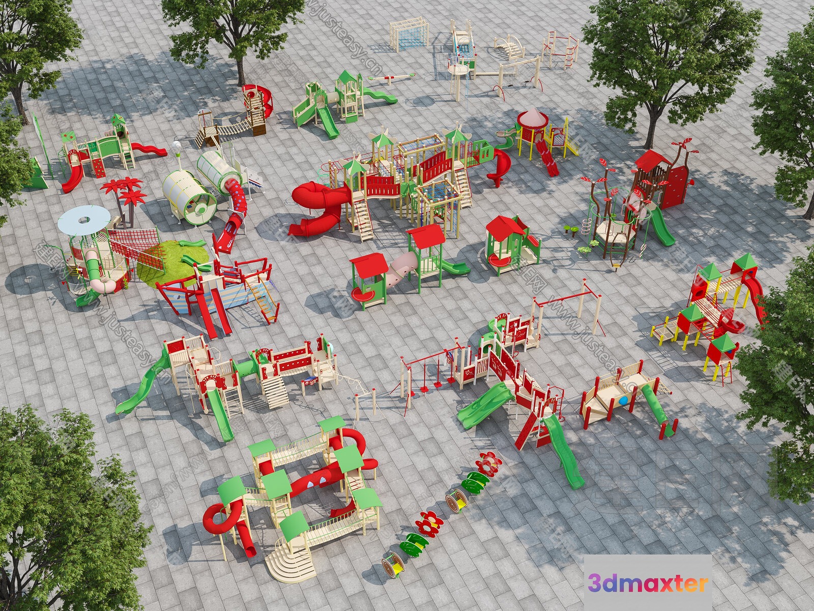 A Colorful Playground 3D Model - 12694 - VRAY Render