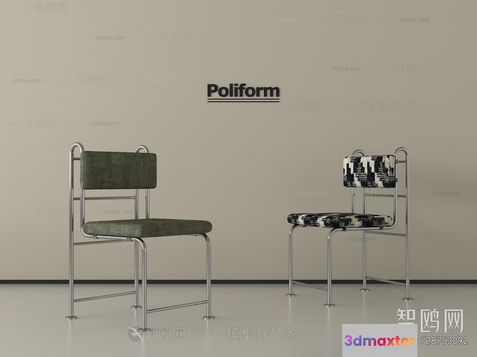 A Pair Of Chairs 3D Model - 17375 - VRAY Render