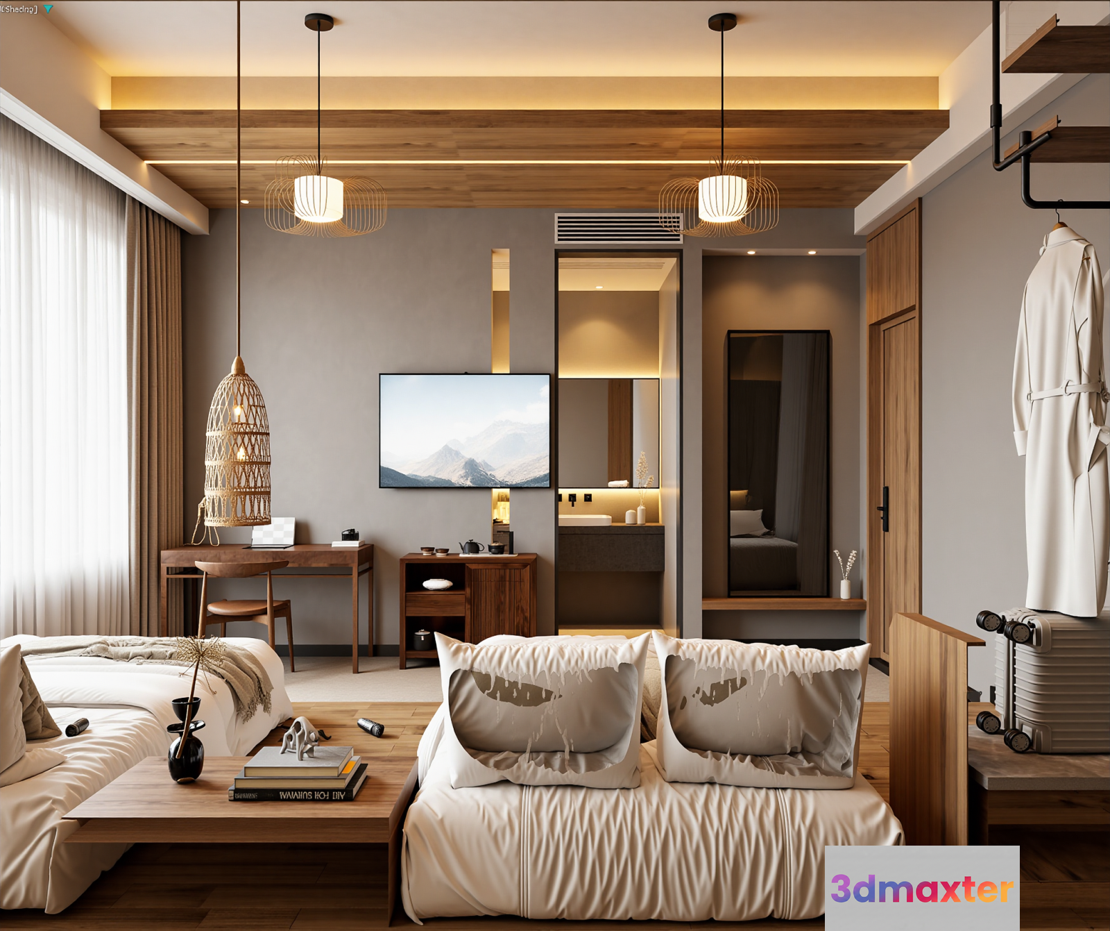 Modern Hotel Room 3D Model - 23215 - VRAY Render