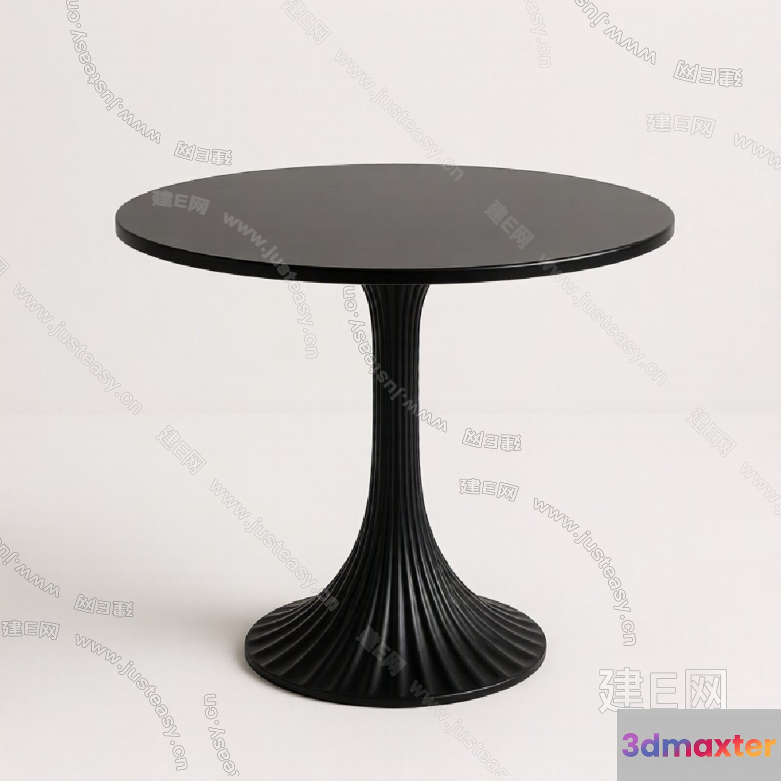 A Black Table With A Round Top And A Fluted Base 3D Model - 17121 - VRAY Render