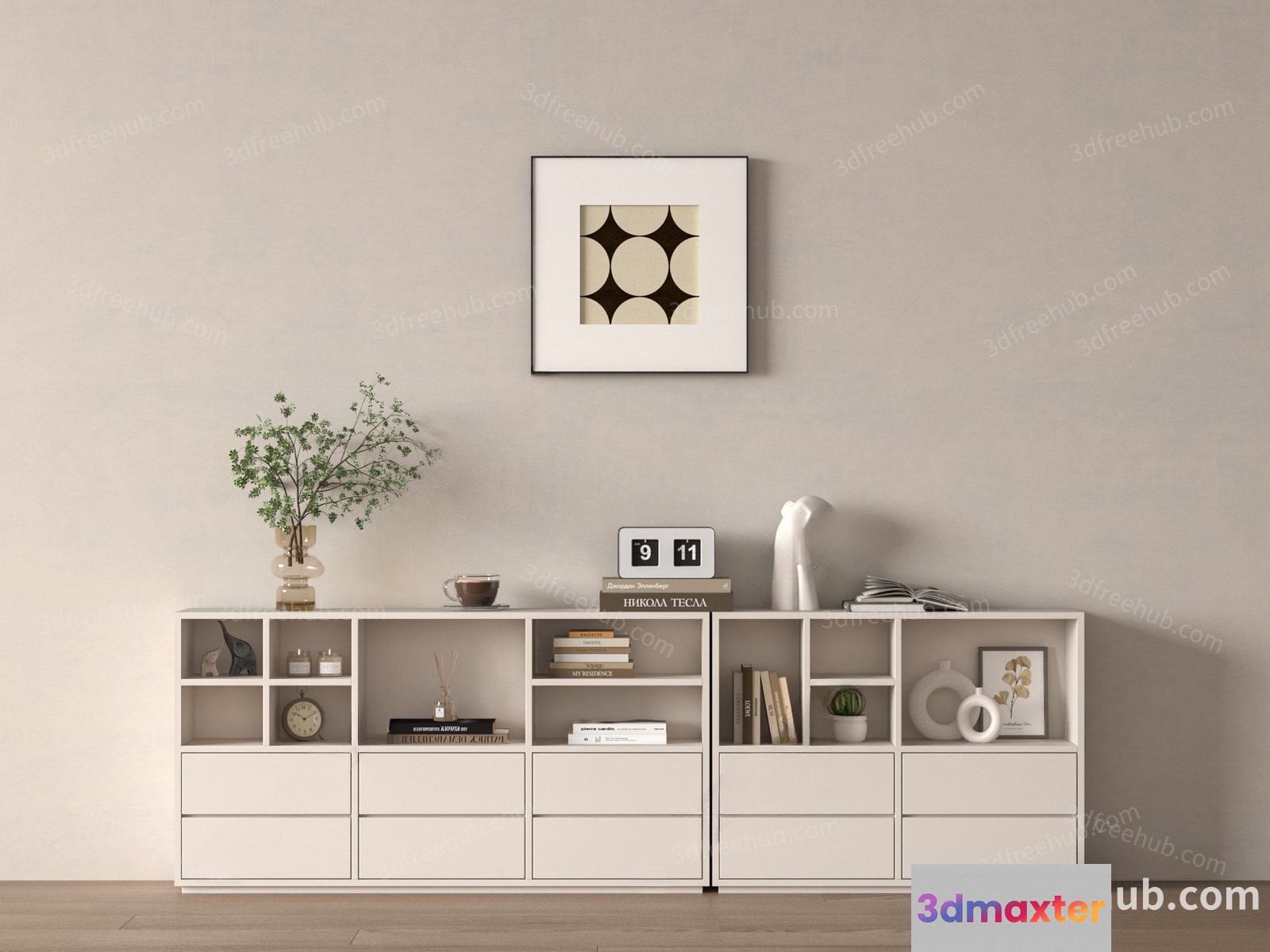 Modern Minimalist Shelving 3D Model - 21325 - VRAY Render