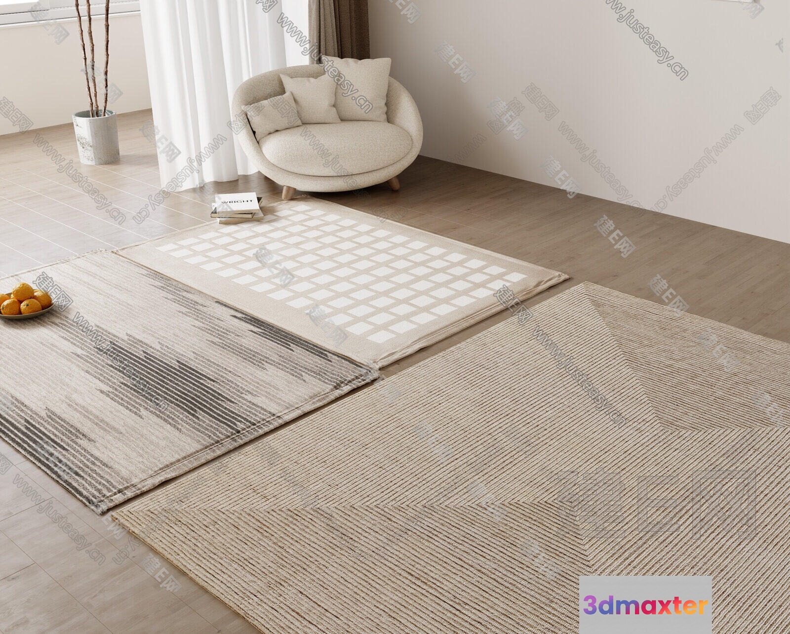 Modern Beige Rugs 3D Model - 8132 - VRAY Render
