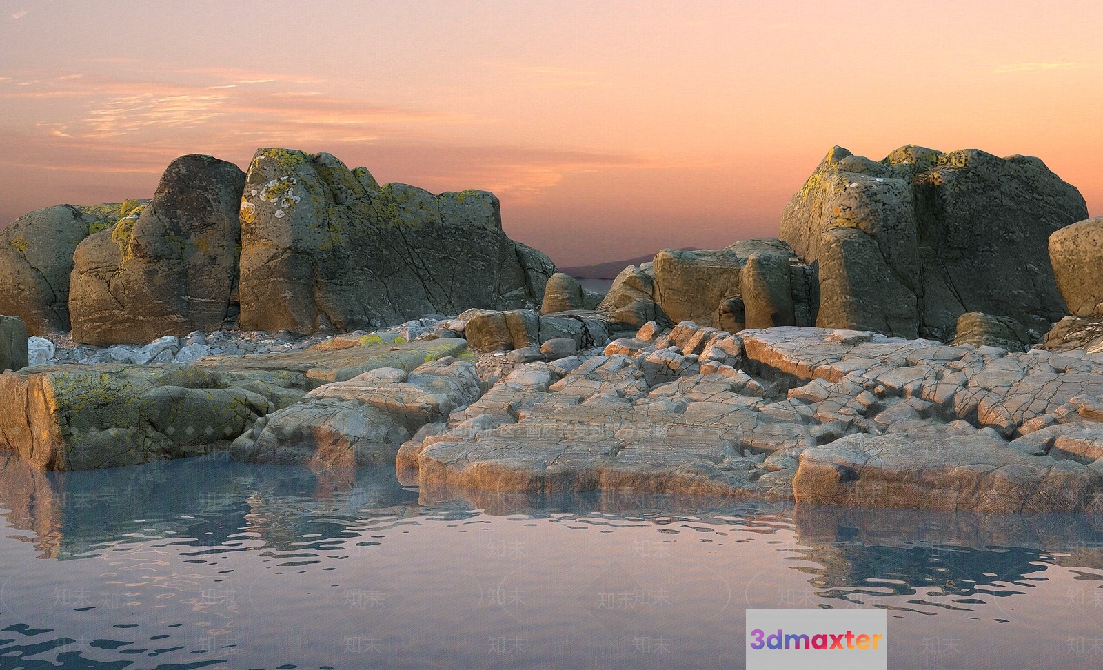Rocks And Water 3D Model - 16387 - VRAY Render