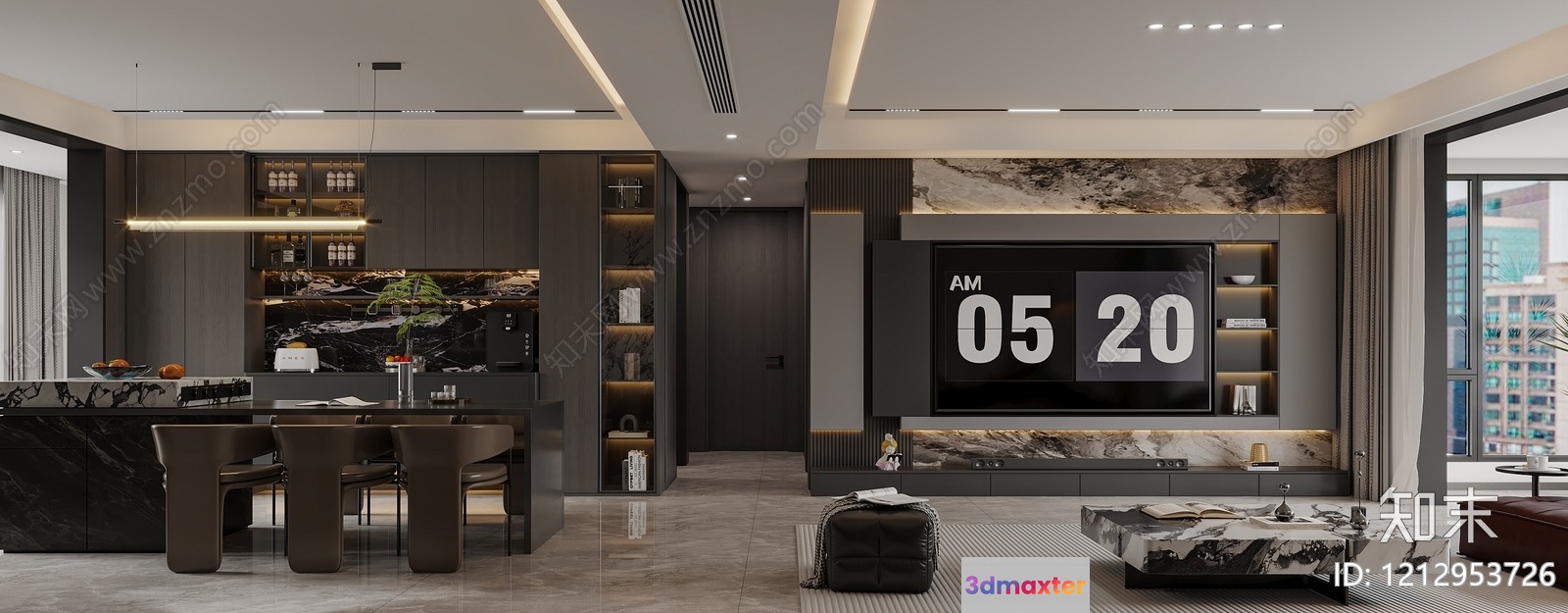 Modern Living Room 3D Model - 3291 - VRAY Render