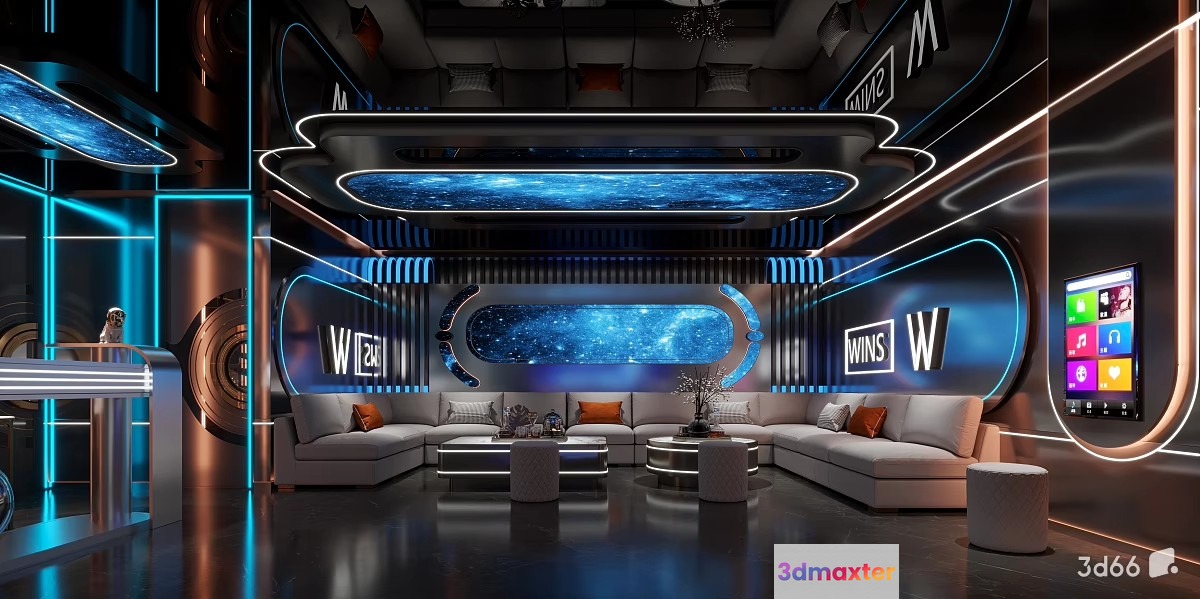 Modern Futuristic Living Room 3D Model - 21589 - VRAY Render