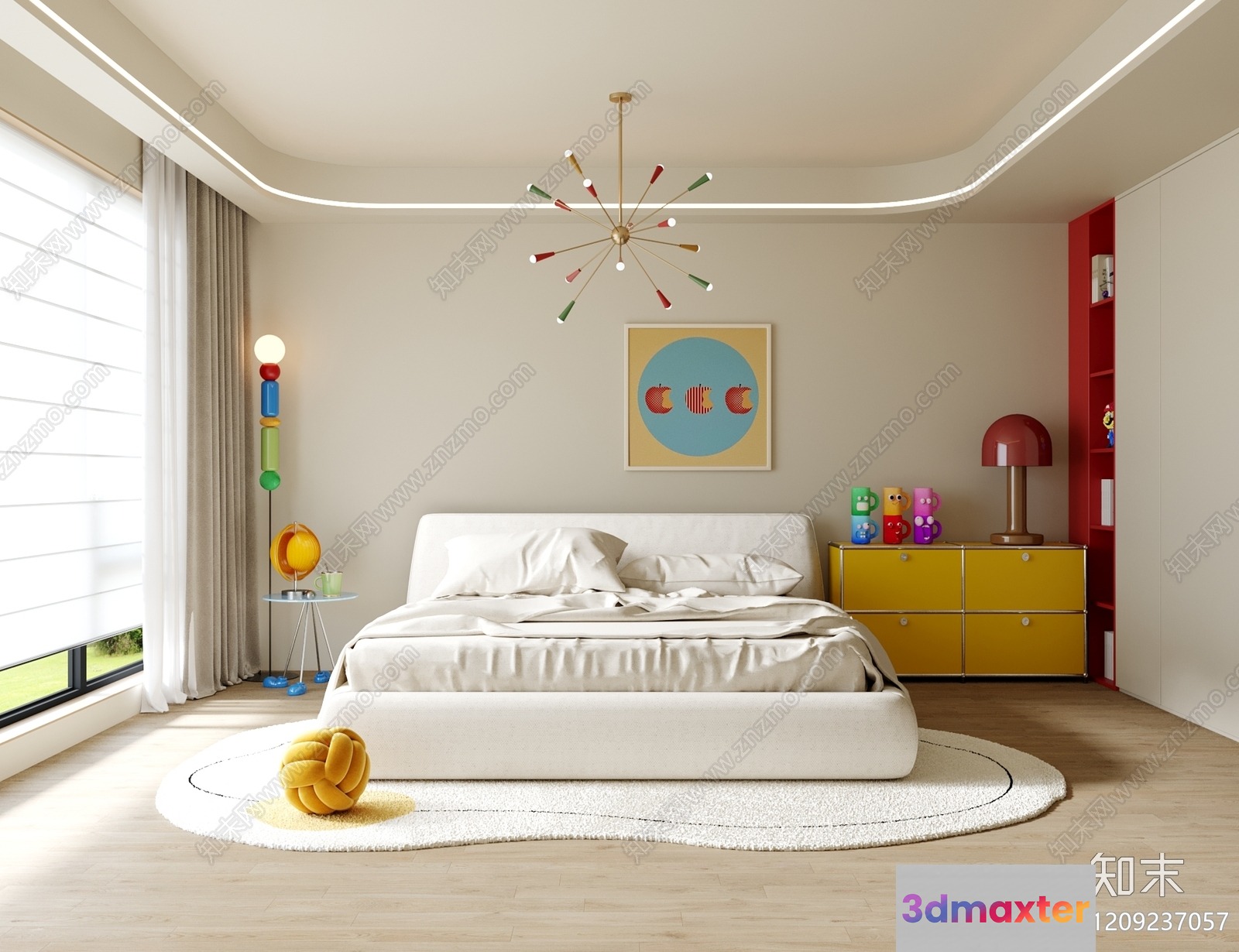 Cozy Modern Bedroom 3D Model - 22557 - VRAY Render