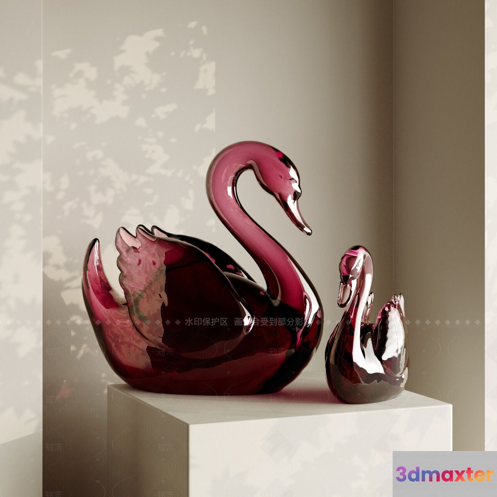 Two Glass Swans 3D Model - 21137 - VRAY Render