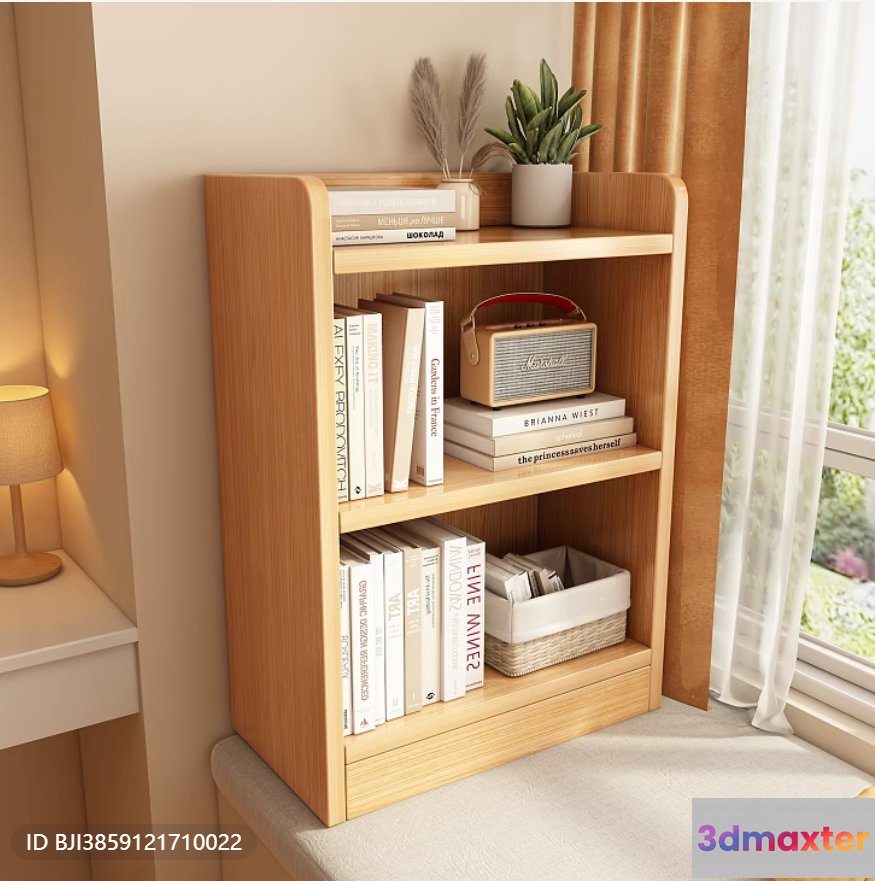 Modern Wooden Bookshelf 3D Model - 23242 - VRAY Render