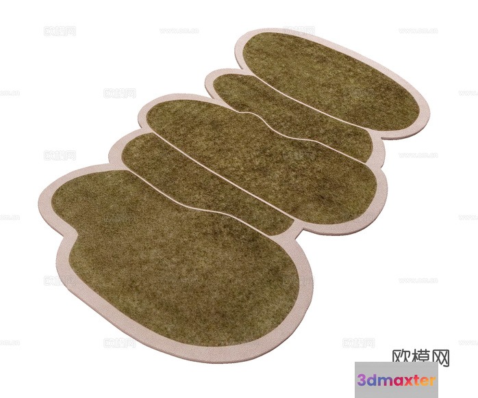 A Set Of Four Green Rugs 3D Model - 12139 - VRAY Render