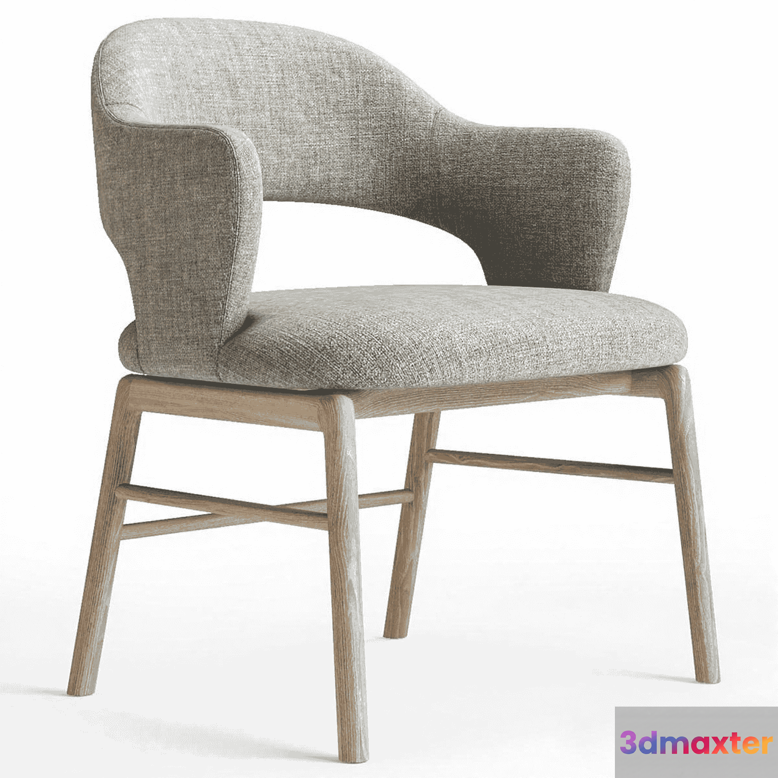 A Wooden Chair With A Light Gray Cushion 3D Model - 14147 - VRAY Render