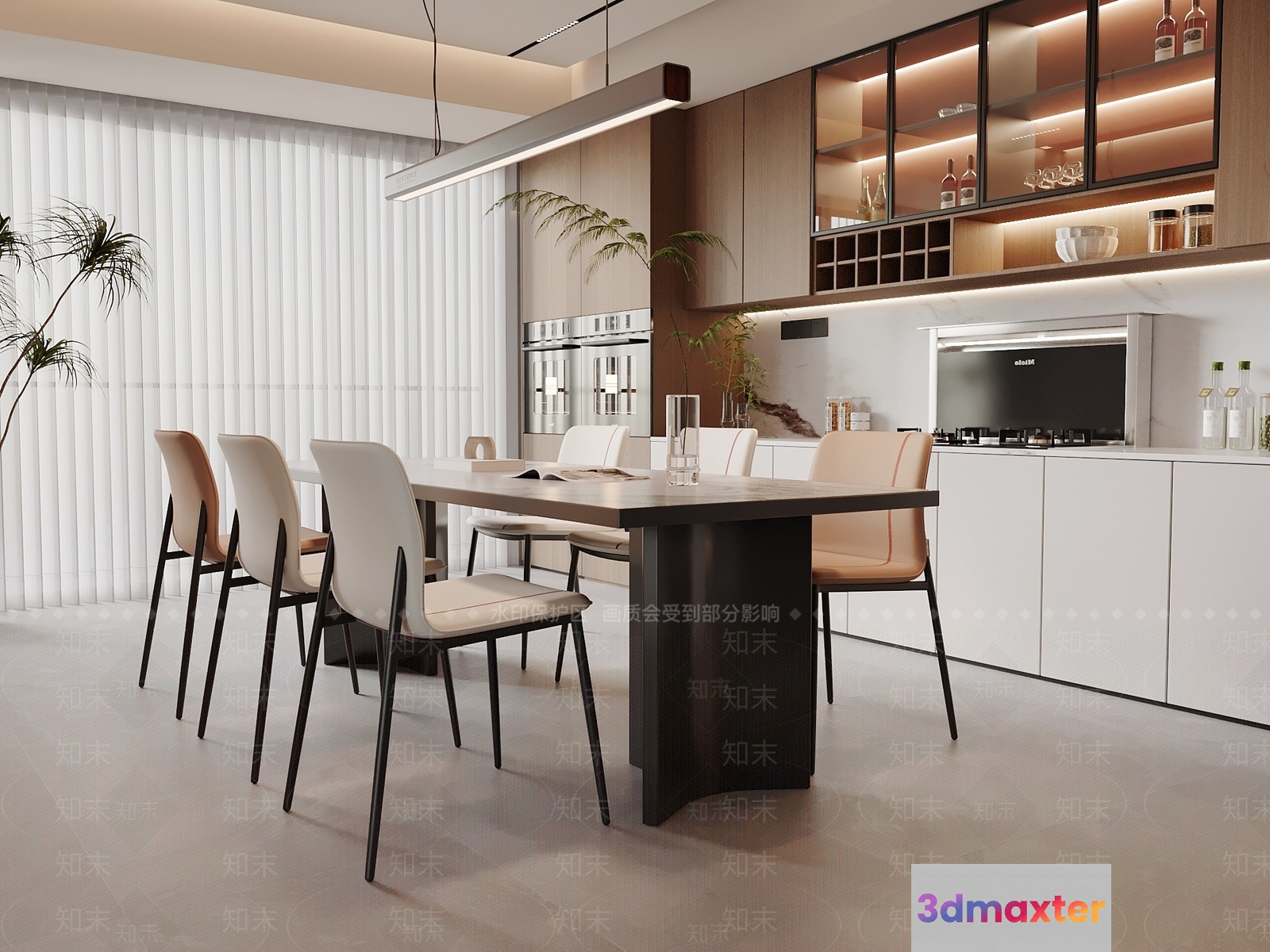Modern Dining Room 3D Model - 3544 - VRAY Render
