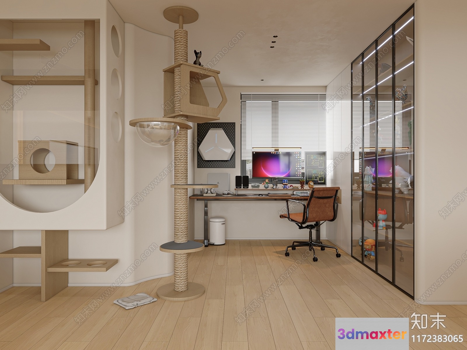 Cozy Modern Office Space 3D Model - 8159 - VRAY Render