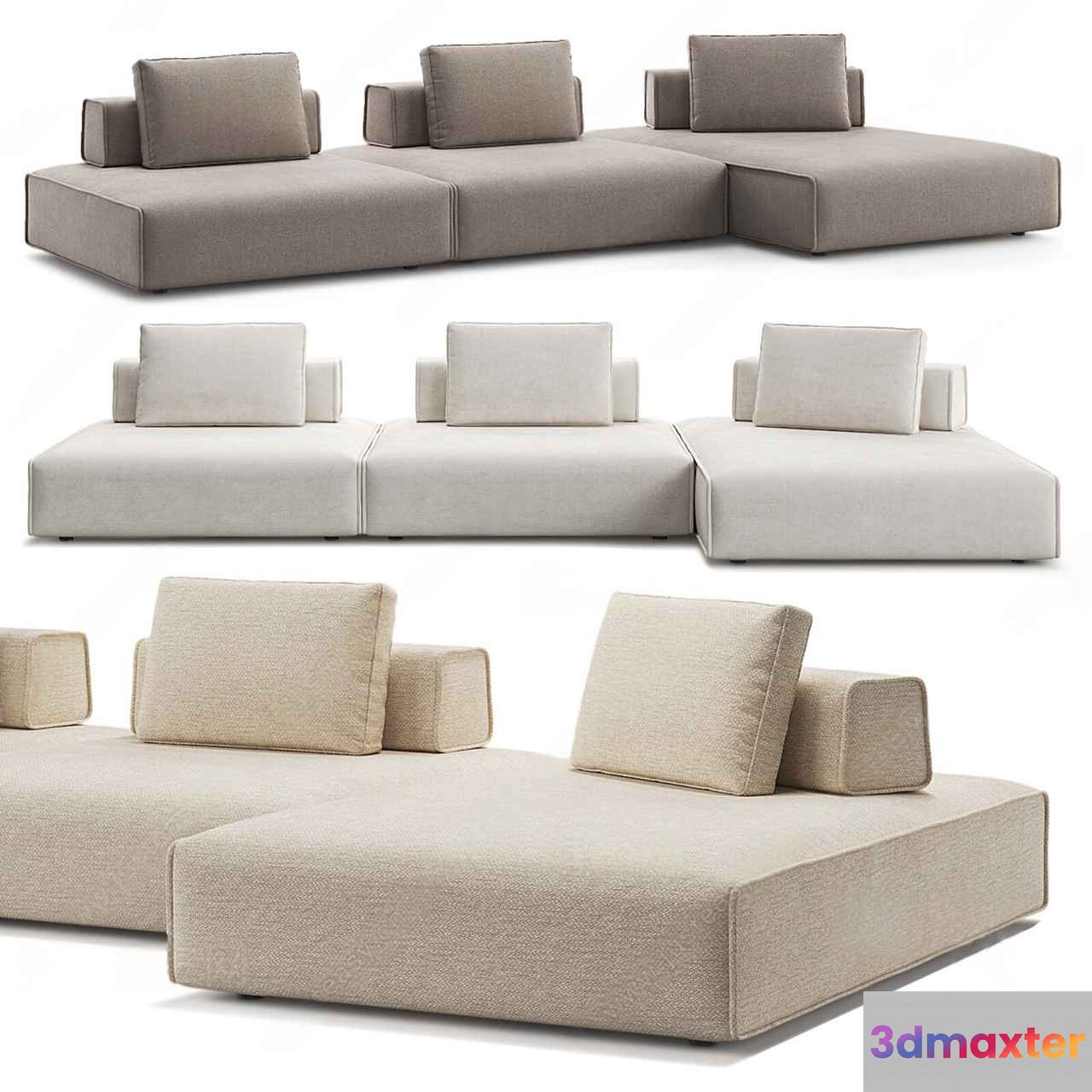 Modern L-Shaped Sofa 3D Model - 349 - CORONA Render