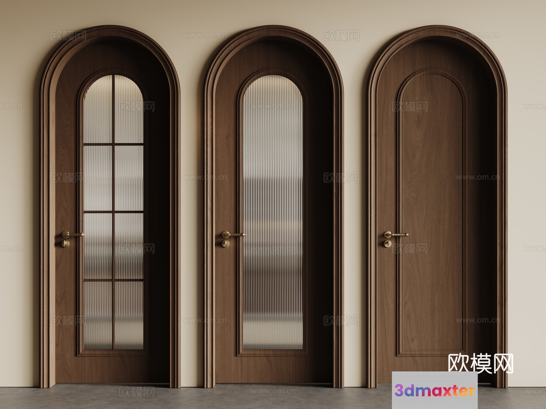A Set Of Three Doors 3D Model - 12311 - CORONA Render