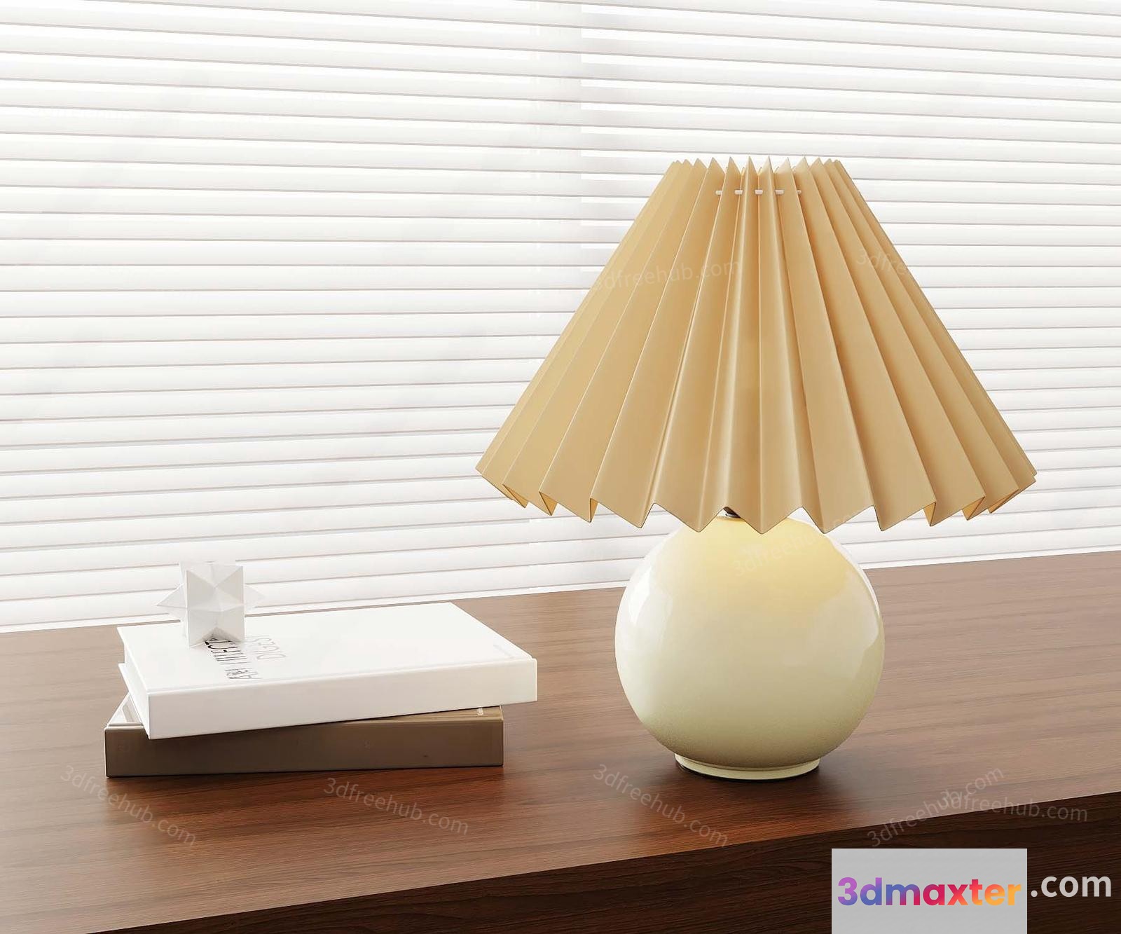 Modern Table Lamp With A Pleated Shade 3D Model - 8133 - VRAY Render