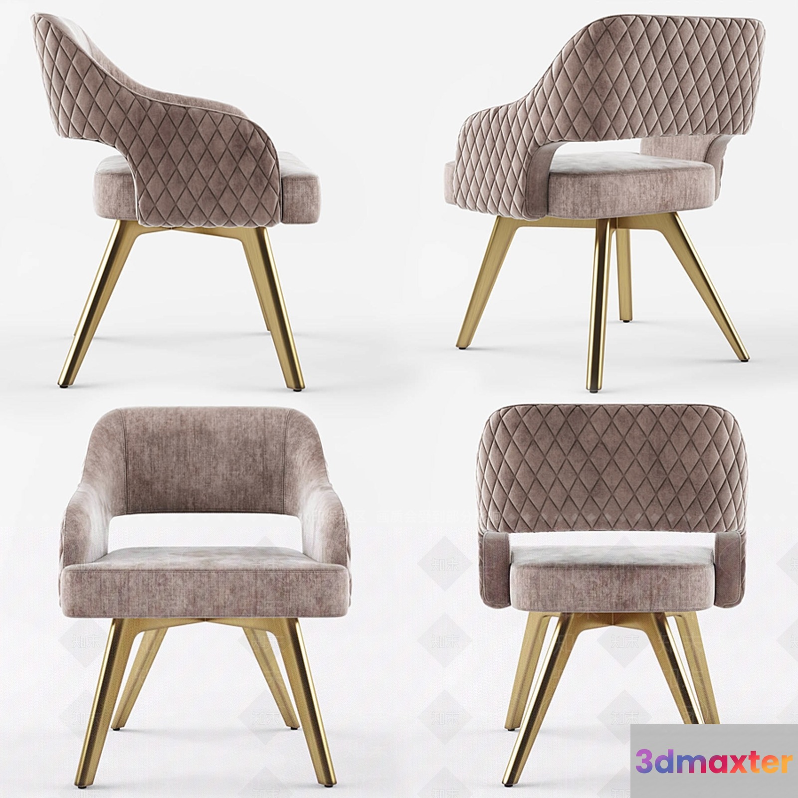Modern Velvet Chair 3D Model - 14091 - VRAY Render