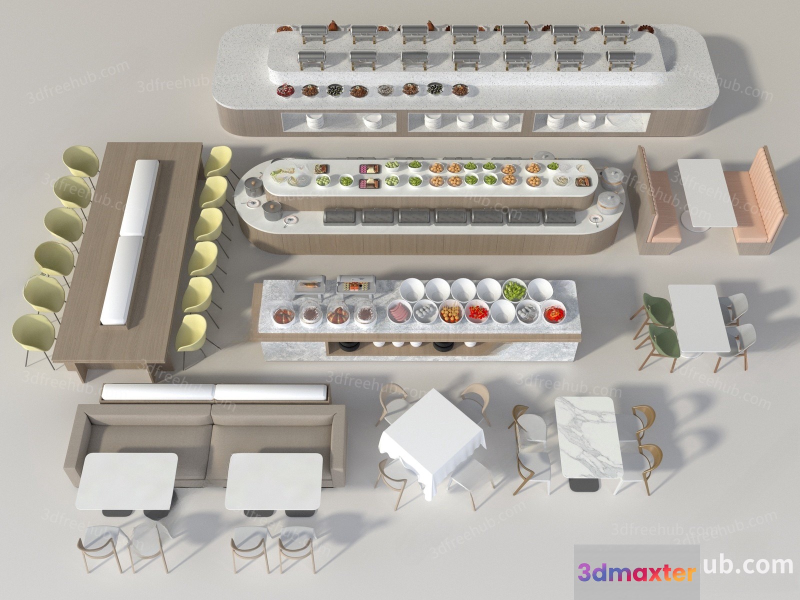 Modern 3D Restaurant 3D Model - 19387 - VRAY Render