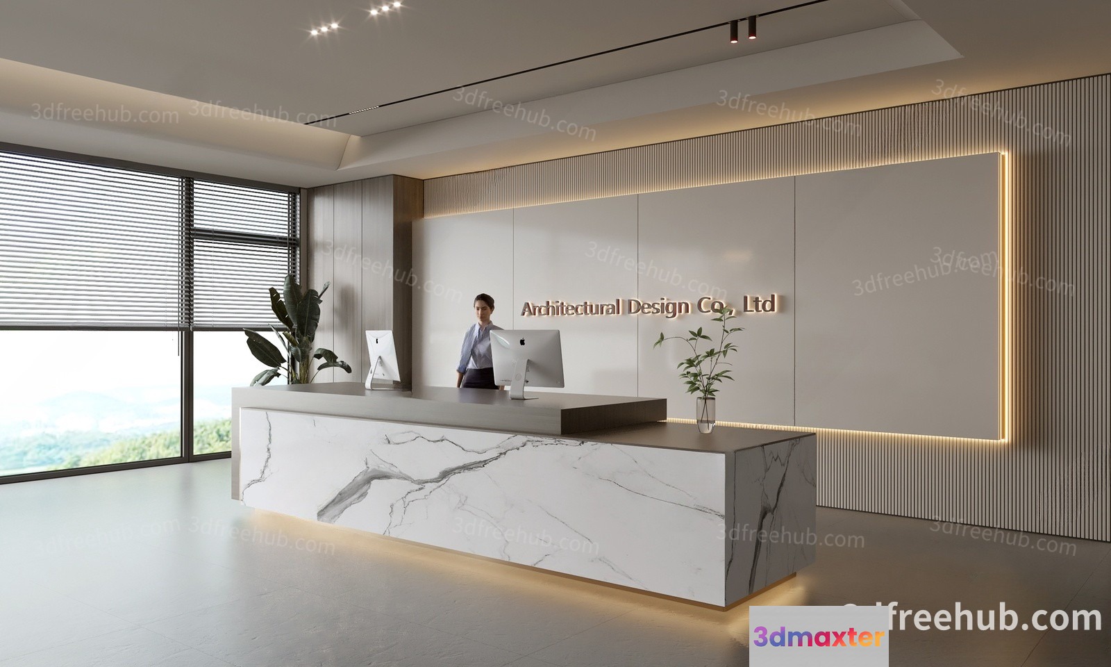 Modern Office Reception Desk 3D Model - 23556 - VRAY Render