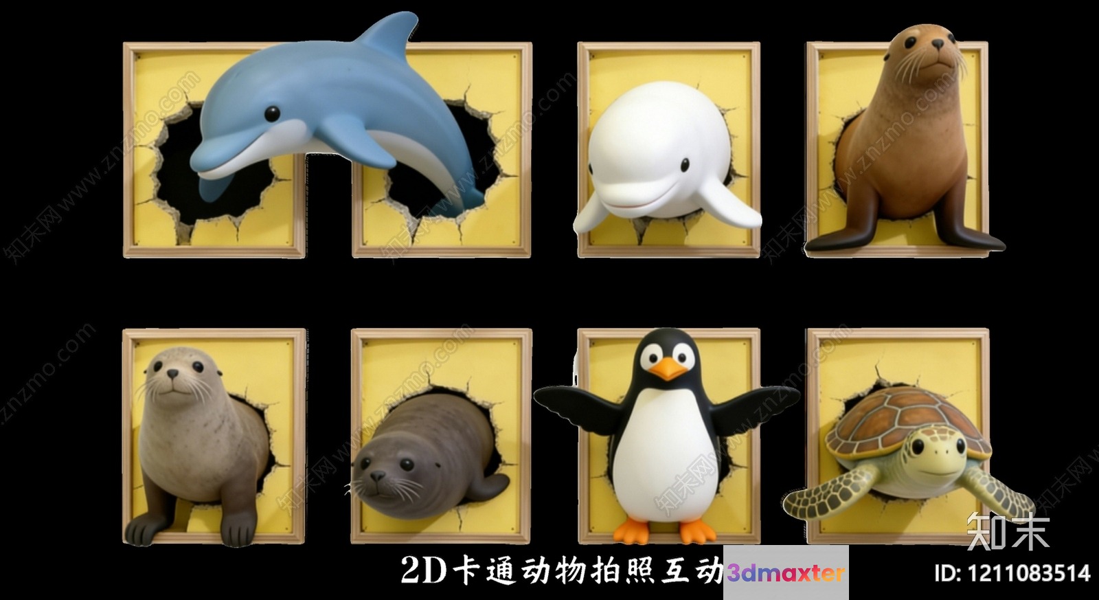 The Main Subject Is A Collection Of Cartoon Sea Creatures 3D Model - 20760 - VRAY Render