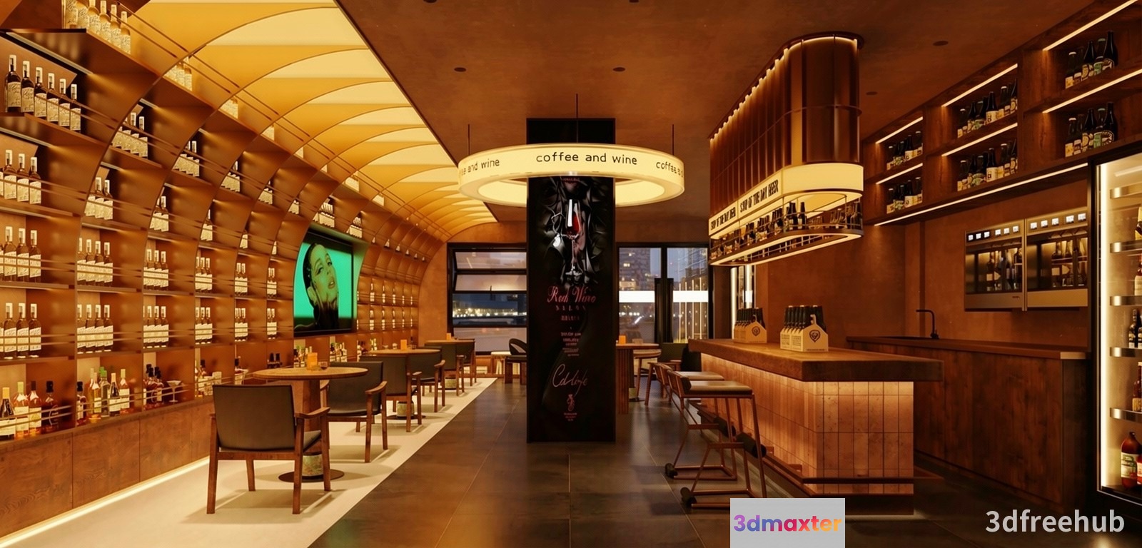 Modern Wine Bar 3D Model - 20529 - VRAY Render