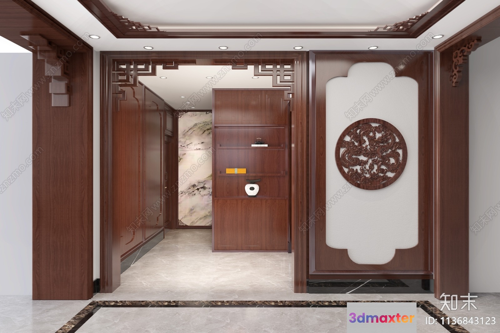 Modern Chinese-Style Interior Design 3D Model - 9028 - VRAY Render