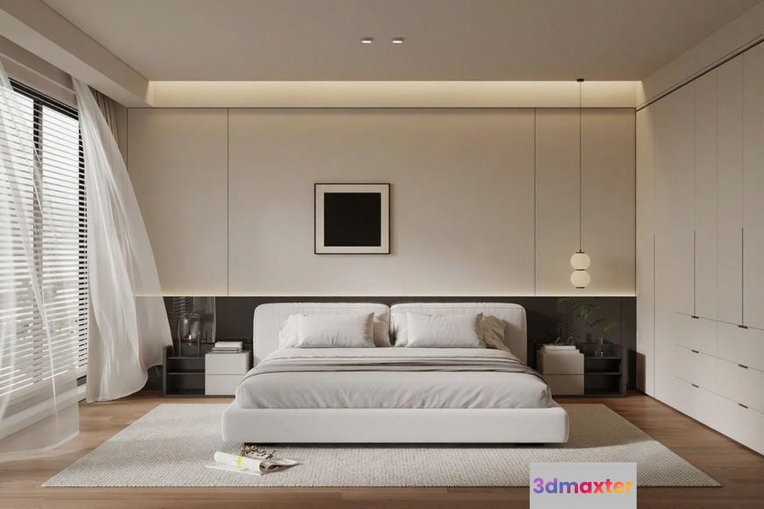 Modern White Bedroom 3D Model - 22112 - VRAY Render