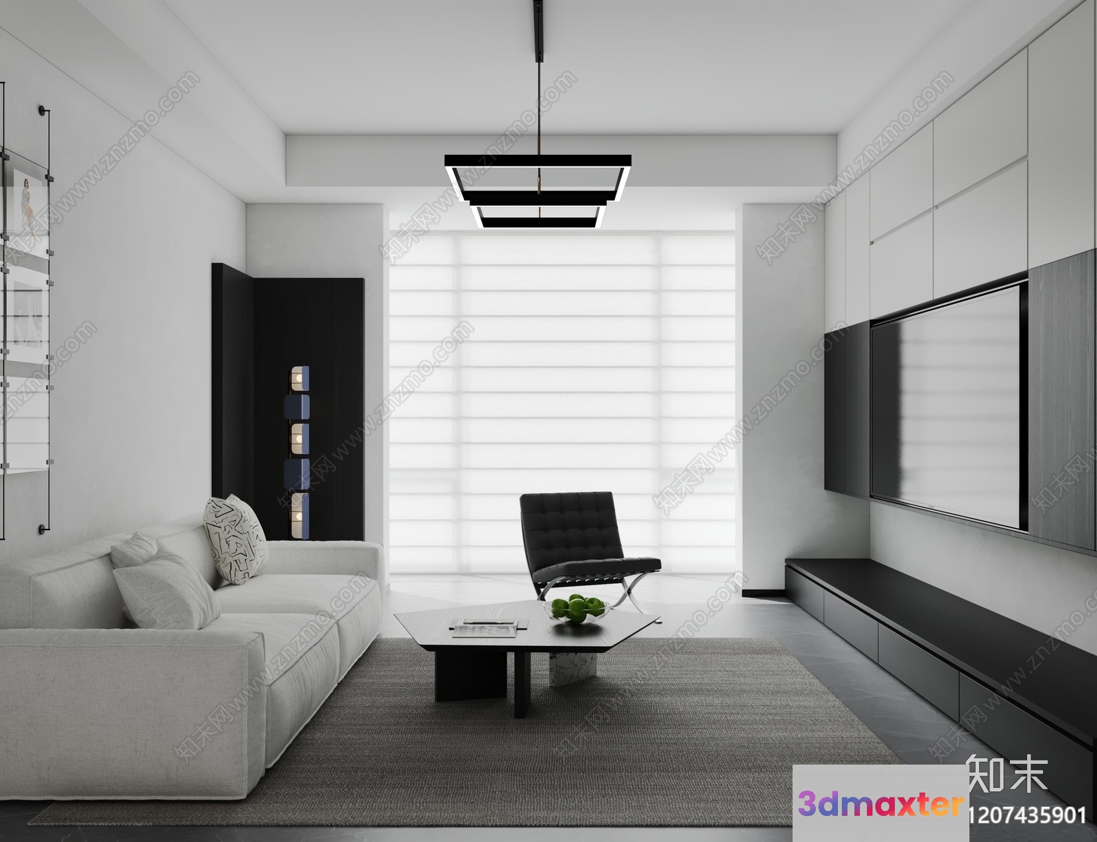 Modern Living Room 3D Model - 7157 - VRAY Render