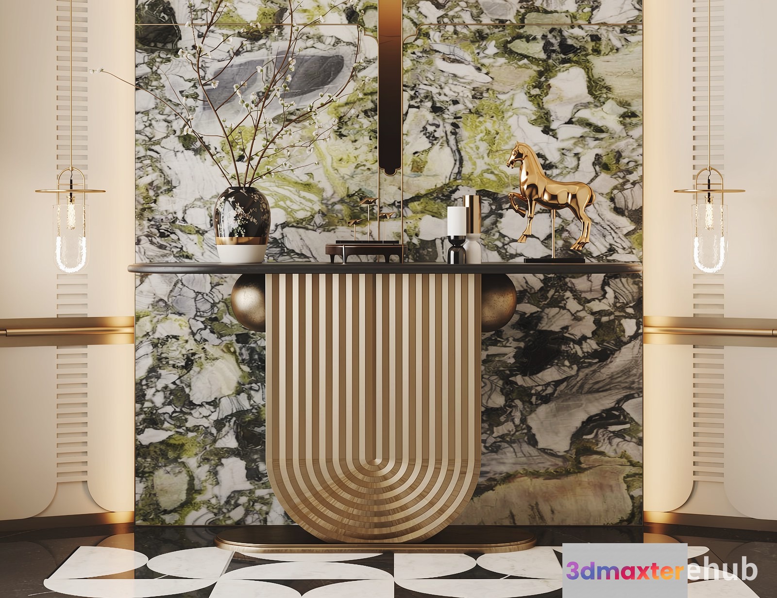 A Modern Console Table 3D Model - 19958 - VRAY Render