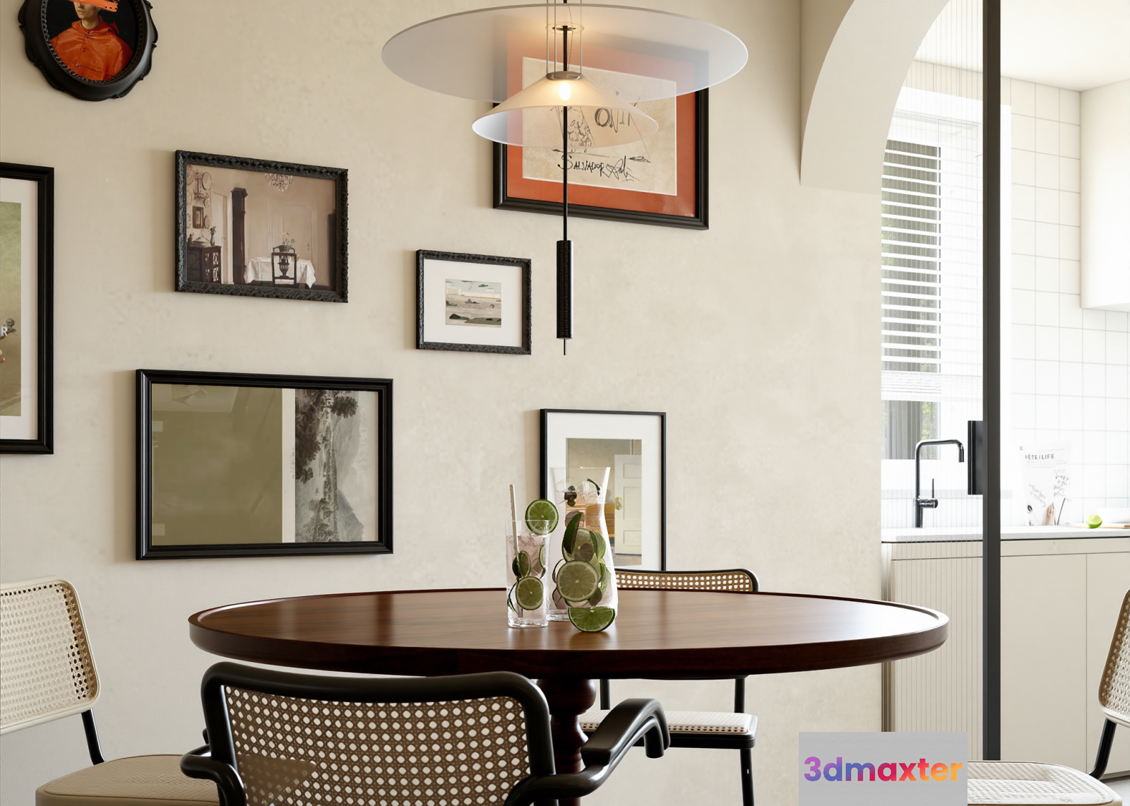 A Round Dining Table 3D Model - 6593 - VRAY Render