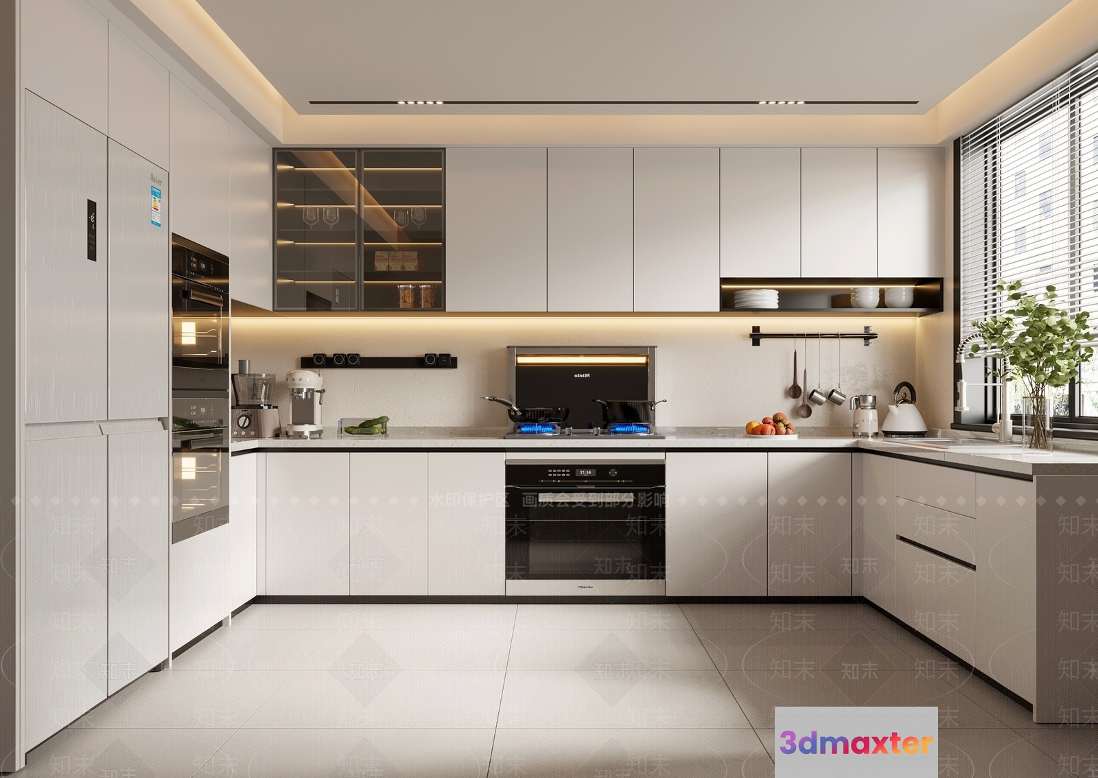 Modern Kitchen Design 3D Model - 9029 - VRAY Render